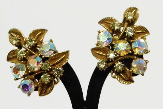 Vintage MARVELLA Gold tone with AB and Jonquil Rh… - image 5