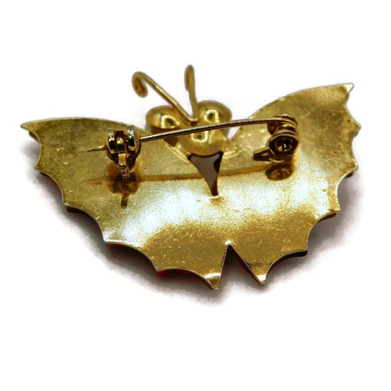 Butterfly Stick Pin Gold-tone Brooch Crystals, Yellow & Amber Gold Tone Butterfly Brooch Pin Yellow & Amber Rhinestones  main image 4