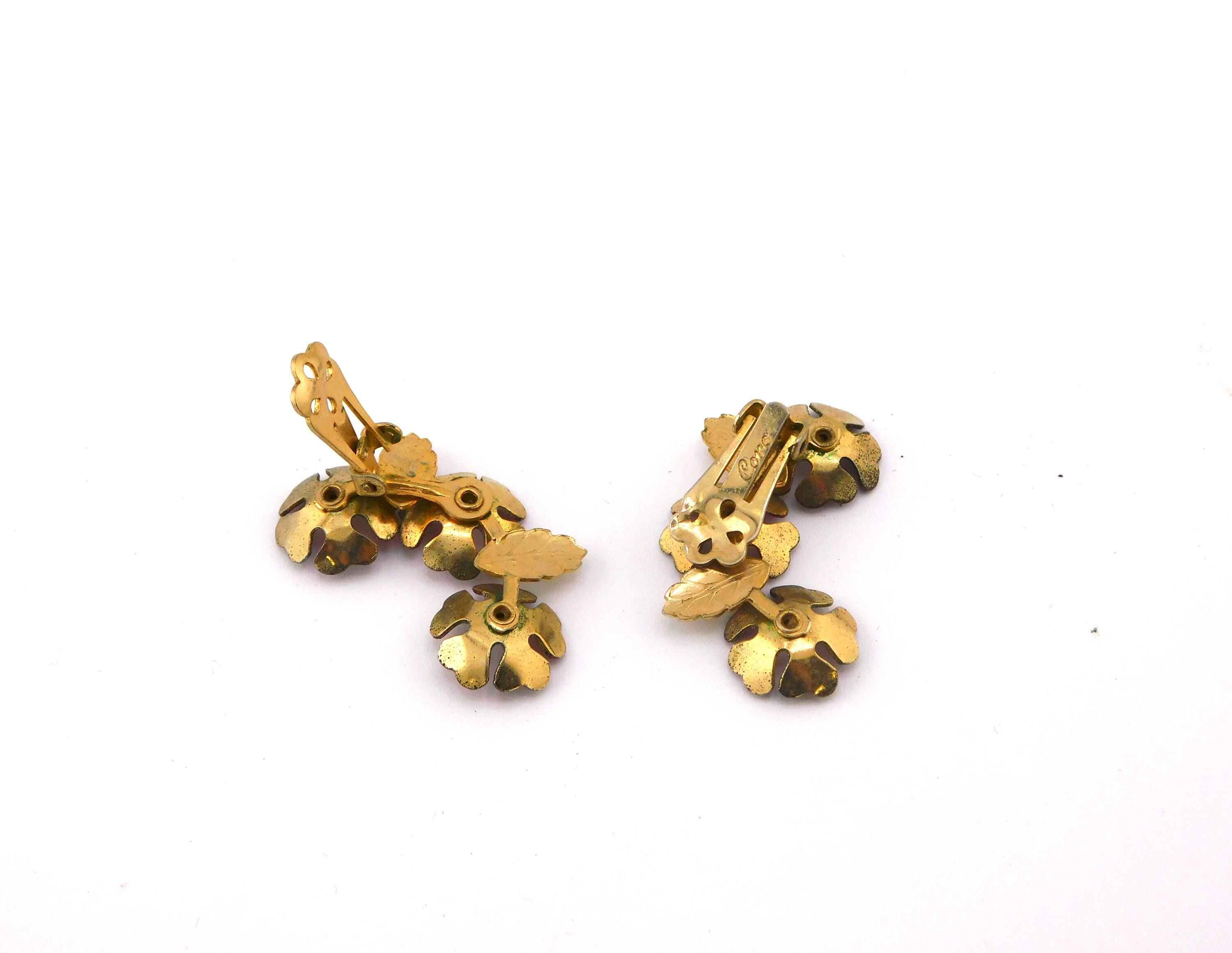 Vintage CORO Enameled Flower Climber Earrings. - Etsy