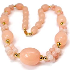 Vintage TRIFARI Gold with Peach Pink Lucite Necklace.
