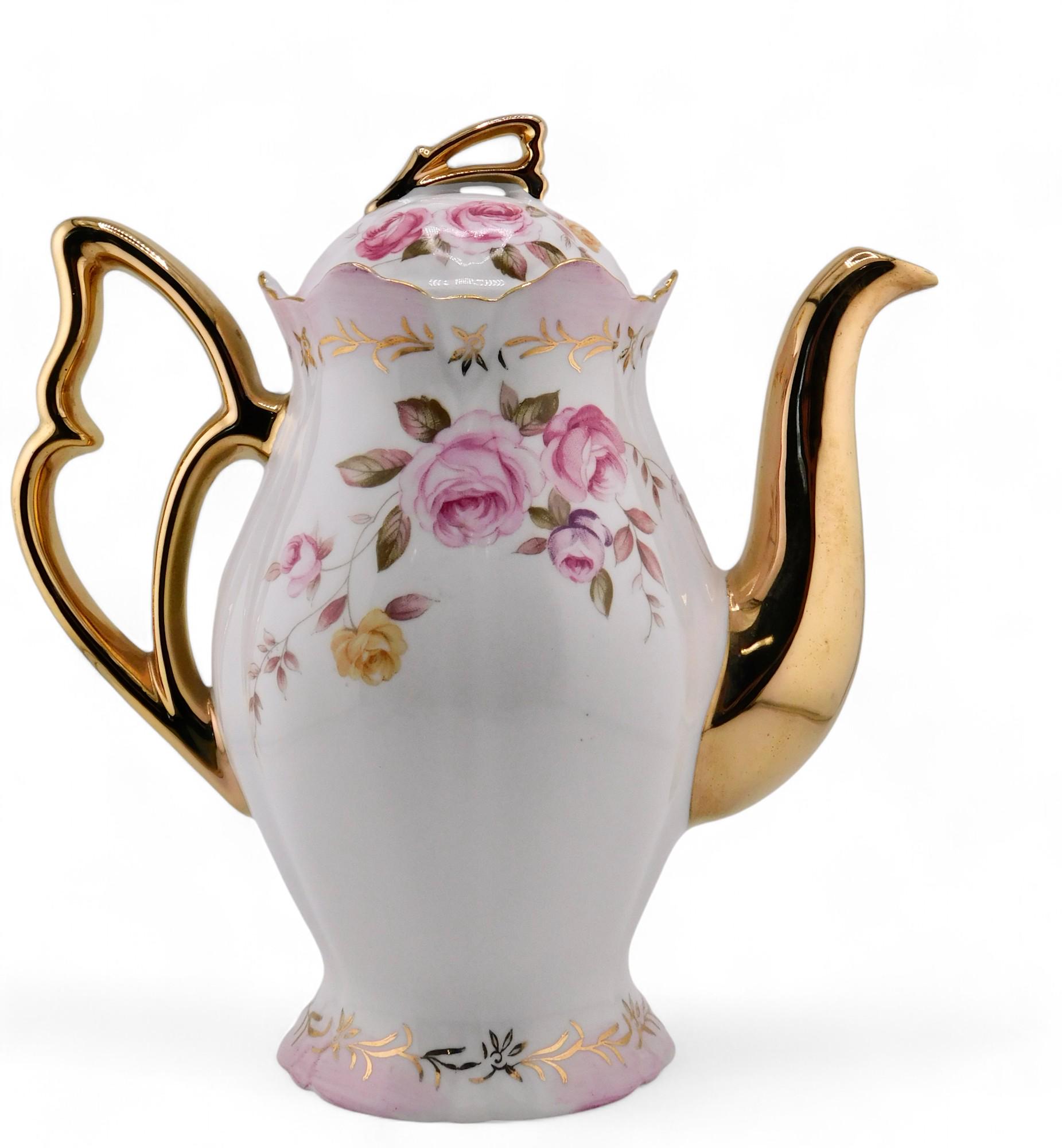  Ildpot イルドポッド vintage Vintage LEFTON China Hand Painted Pink Roses With Gold Handle and