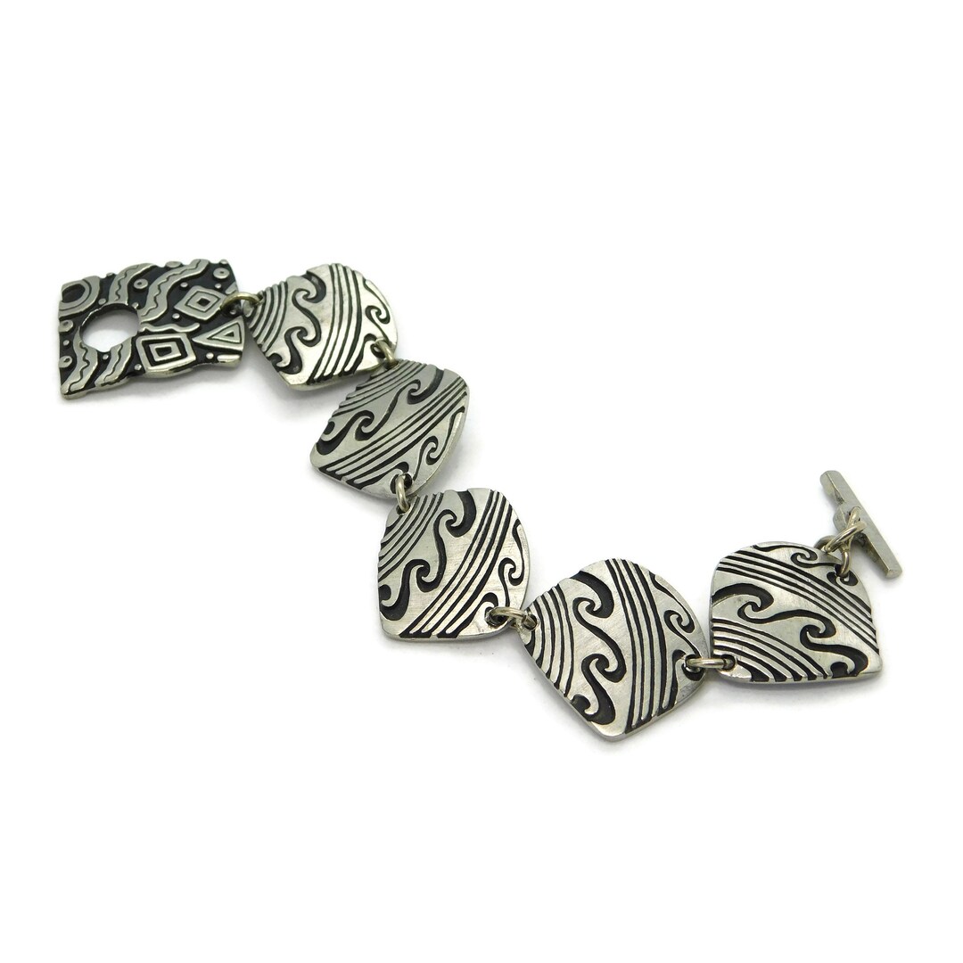 Alice3ブレスレット Vintage Alice Seely Pewter Links Bracelet. - Etsy