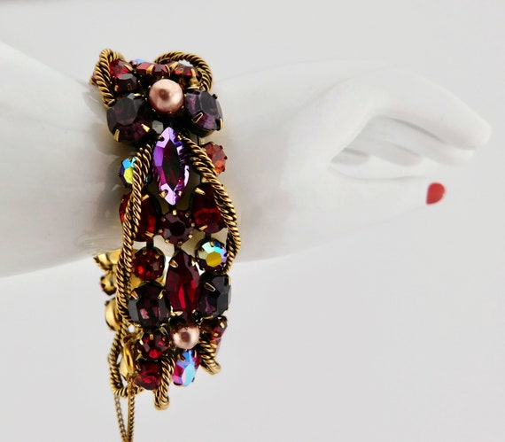 Stunning KRAMER Of N.Y Rhinestones Bracelet. Red,… - image 3