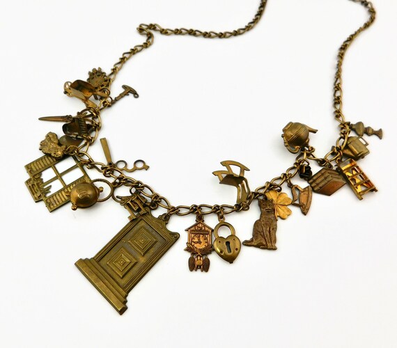Piddling Links KINGSTON N.Y Brass Charms Necklace… - image 4