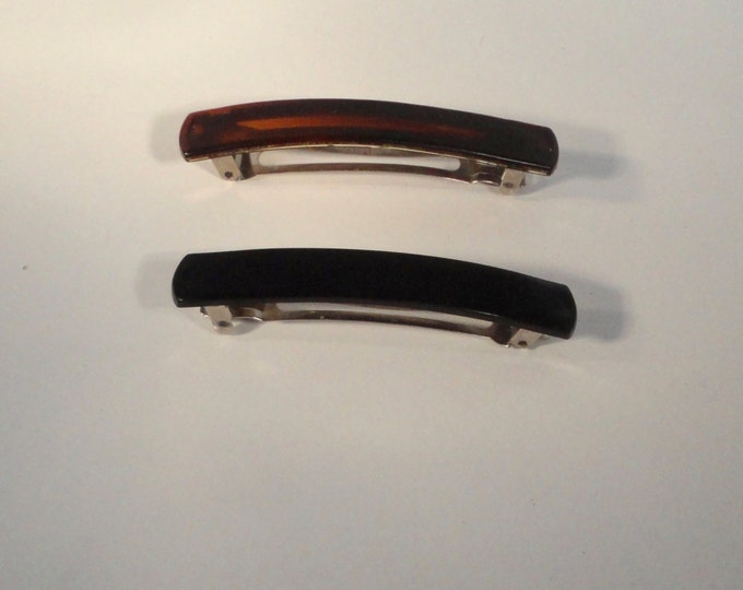 Vintage Set of 2 Lucite Hair Barrettes Made in France. 1 Black Etsy