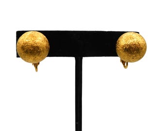 Vintage VENDOME  Textured Florentine Finish Large Ball Clip/Screw Backs Earrings
