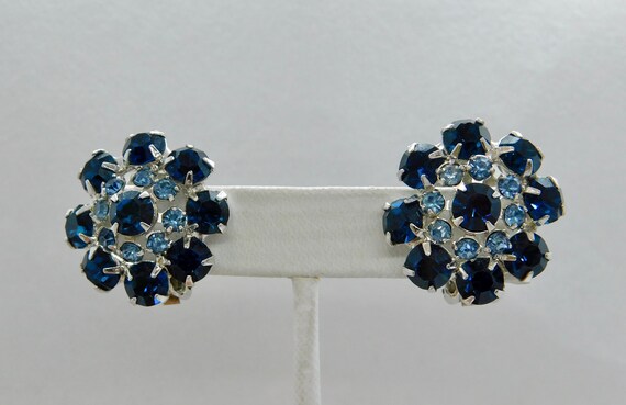 Vintage KRAMER Silver-tone Ice Blue and Sapphire … - image 3