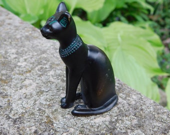 1980s  Franklin Mint Egyptian Cat Figurine. Bronze Cat