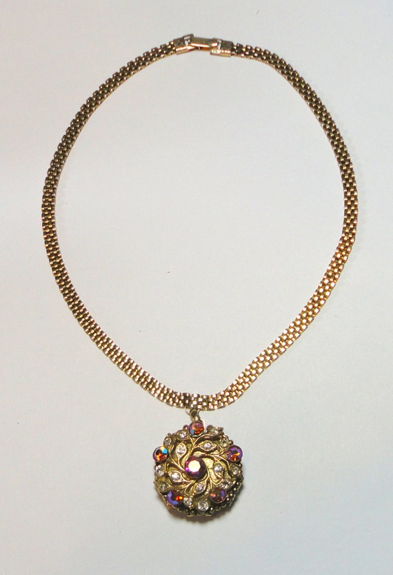 Lisner Locket Chocker Necklace with Crystals. Earl