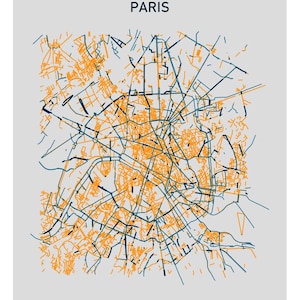 PARIS cycling map (digital download, ratio 20x25, high resolution)