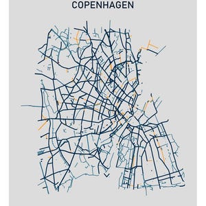KOPENHAGEN Fahrrad-Karte (digitaler Download, Verhältnis 20x25, hohe Auflösung)