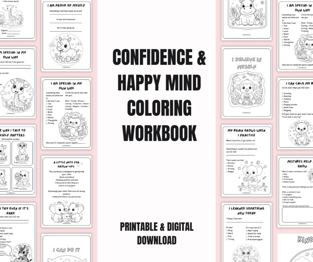 Confidence & Happy Mind Coloring Workbook for Kids (ages 4–8) | Self ...
