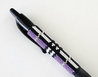 Donatella Purple Plaid Beaded Pen Cover Wrap