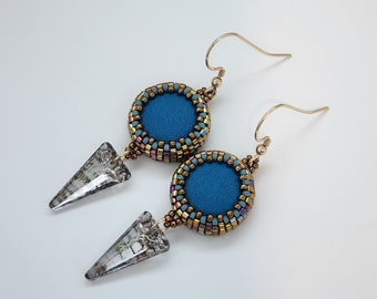 Mayan Princess Crystal Spike Dangle Earrings