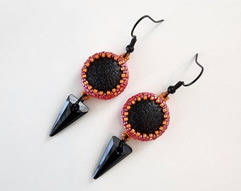 Lava Flow Crystal Spike Dangle Earrings