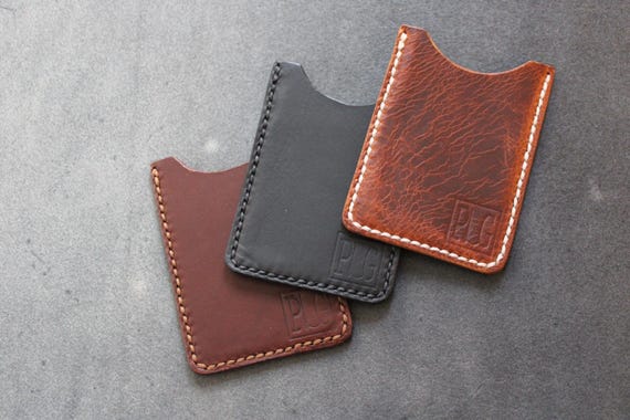 Handmade Italian Leather Card Sleeve: Slim Minimalist Wallet, Personalized Gift