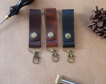 Handmade Italian Leather Keychain - 1 Inch Width, Customized Gift for Him/Her