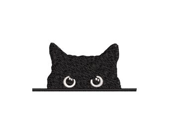 覗く黒猫の刺繍デザイン – かわいい子猫のデジタルファイル – 機械刺繍デザイン – インスタントダウンロードファイル PES DST JEF