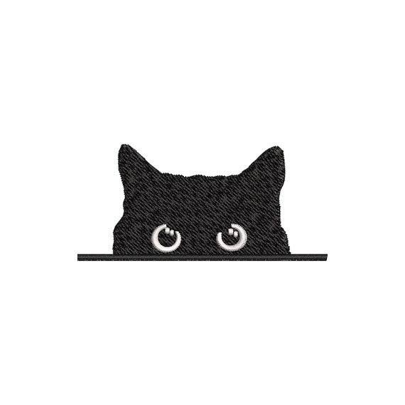 Peeking Black Cat Embroidery Design – Cute Kitty Digital File – Machine Embroidery Design – Instant Download File PES DST JEF