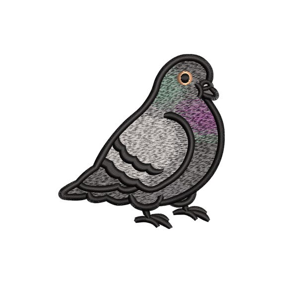 Urban Pigeon Machine Embroidery Design - Realistic Street Bird Pattern for Clothes, Hats, Bags - Digital Download Pigeon Embroidery Pattern