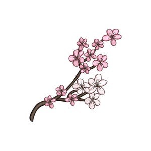 桜の機械刺繍デザイン – タオル、ギフト、装飾品、衣類に最適なエレガントな桜の花の枝のデジタルファイル – すぐにダウンロード