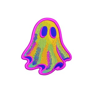 Neon Kawaii Ghost Embroidery Design, Cute Halloween Machine Embroidery File, Pastel Goth Spooky Ghost, Y2K Embroidery Pattern, PES DST JEF