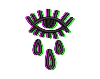 Broderidesign med Glitch Eye | Digital Eye i Vaporwave-stil | Kantig maskinbroderifil | Direkt nedladdning för urbana projekt PES JEF DST