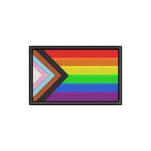 Stickdatei „Progress Pride Flag“, inklusive Stickdatei für die Stickmaschine, Stickmuster für das Symbol der Gleichberechtigung, Stickdatei „Gay Flag“ (PES)