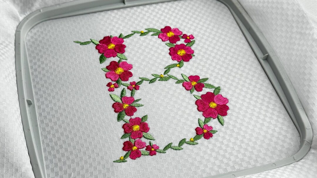 Floral Letter B Embroidery Design | Monogram Alphabet Machine ...