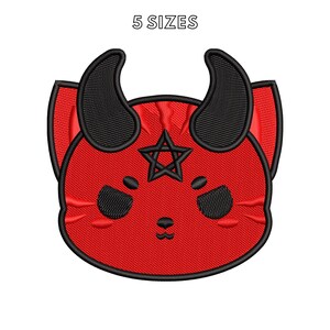 Borduurpatroon van een boze kat, schattige Halloween-kat, kawaii kat voor machineborduurwerk, griezelig kattenborduurbestand, digitale download, patchontwerp