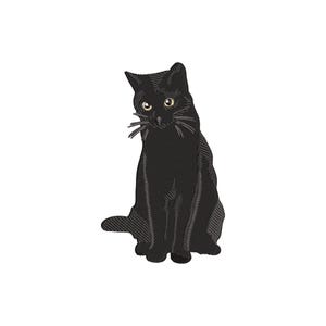 リアルな黒猫の刺繍デザイン – ペット愛好家のための機械刺繍ファイル – 黒猫の刺繍デザイン – リアルな猫の刺繍