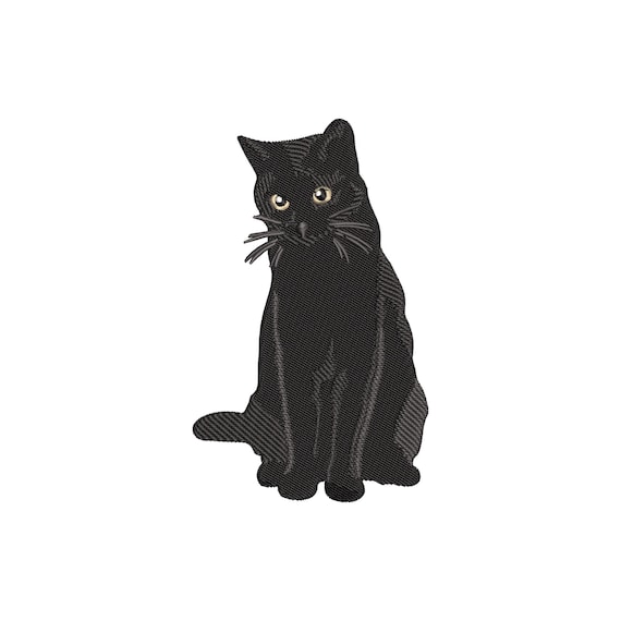 Realistic Black Cat Embroidery Design – Machine Embroidery File for Pet Lovers – Black Cat Embroidery Design – Realistic Cat Embroidery
