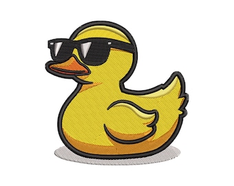 Diseño de bordado de pato genial | Archivo de máquina de patito de goma con gafas de sol | Descarga instantánea divertida de verano para PES DST VP3 y otros bordados