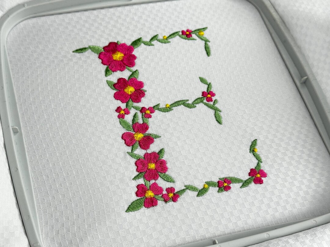 Floral Letter E Embroidery Design | Monogram Alphabet Machine ...