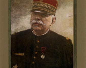 General Pau da Primeira Guerra Mundial: Impressão Litográfica Colorida à Mão, Arte Militar Francesa