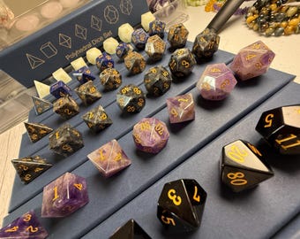 Gemstone DND Dice Set | Natural Stone Polyhedral Dice | Crystal