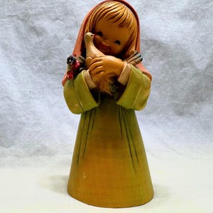 ANRI &quot;Girl with Dove&quot; – Ferrandiz Italian Figurine | Handcrafted Wood Sculpture of Girl and Bird