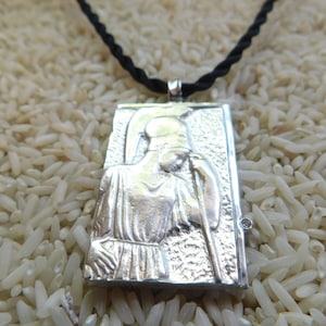 Heavy Sterling Silver Cameo of Athena, Goddess of Wisdom With a Small Diamond Accent