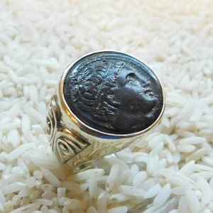 14k Ring With An Apollo Authentic Ancient Coin Minted 323-317 B.C. by Philip III