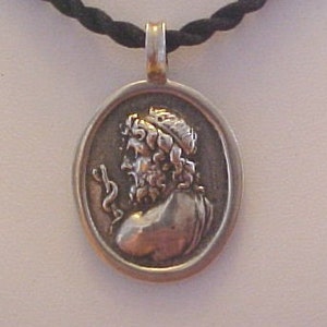 Sterling Silver Asklepios, God of Medicine and Healing Pendant