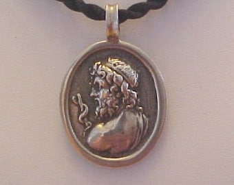 Sterling Silver Asklepios, God of Medicine and Healing Pendant