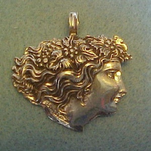 Large Sterling Silver Wine Goddess Cameo Pendant