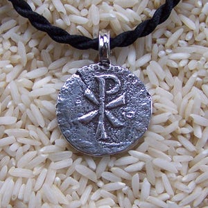 Chi Rho Ancient Coin Replica Silver Pendant
