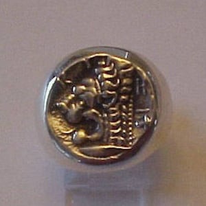 Heavy Mans Ancient Greek Coin Replica Lion Ring