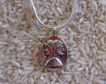 Janus Pendant, god of new beginnings in Sterling Silver