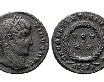 Constantine I, The Great  Authentic Ancient Roman Coin minted between 307-337 A.D.  Reverse; Votive in Wreath
