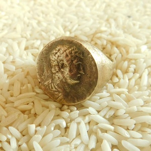 Schwerer Sterling Silber Herrenring des römischen Kaisers Hadrian