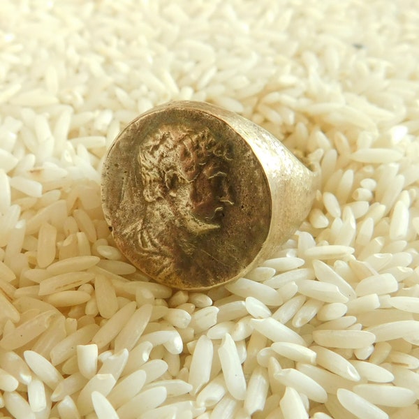 Zware Sterling zilveren herenring van de Romeinse keizer Hadrianus