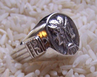 Janus Ring, god of new beginnings Mans Ring in Sterling Silver