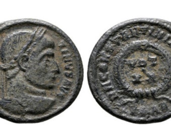 Constantine I, The Great  Authentic Ancient Roman Coin minted between 307-337 A.D.  Reverse; Votive in Wreath